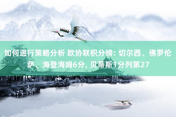 如何进行策略分析 欧协联积分榜: 切尔西、佛罗伦萨、海登海姆6分, 贝蒂斯1分列第27