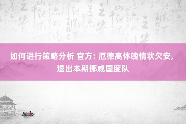 如何进行策略分析 官方: 厄德高体魄情状欠安, 退出本期挪威国度队