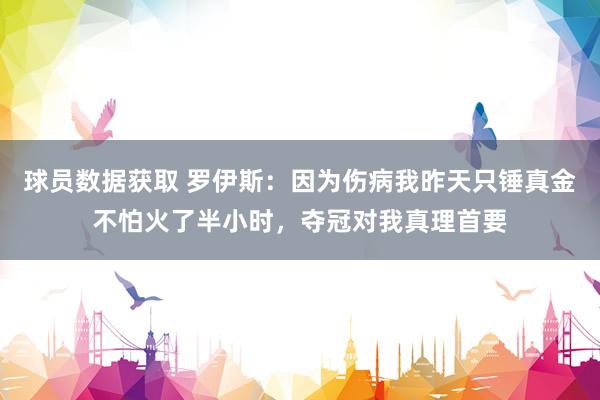 球员数据获取 罗伊斯：因为伤病我昨天只锤真金不怕火了半小时，夺冠对我真理首要