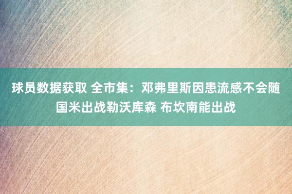 球员数据获取 全市集：邓弗里斯因患流感不会随国米出战勒沃库森 布坎南能出战