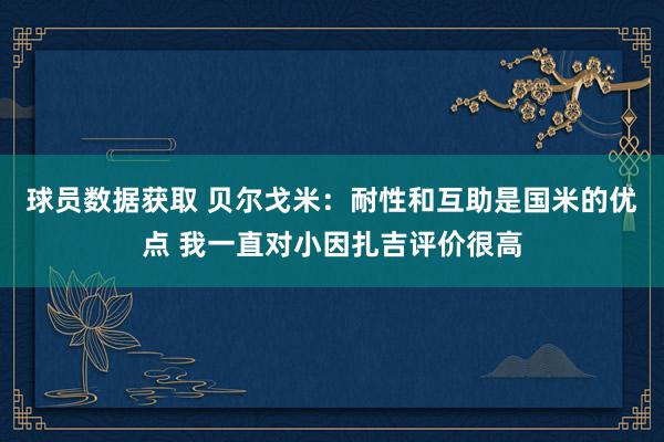 球员数据获取 贝尔戈米：耐性和互助是国米的优点 我一直对小因扎吉评价很高