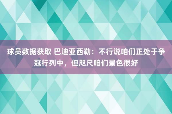 球员数据获取 巴迪亚西勒：不行说咱们正处于争冠行列中，但咫尺咱们景色很好