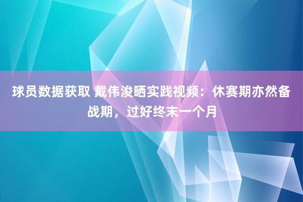 球员数据获取 戴伟浚晒实践视频：休赛期亦然备战期，过好终末一个月