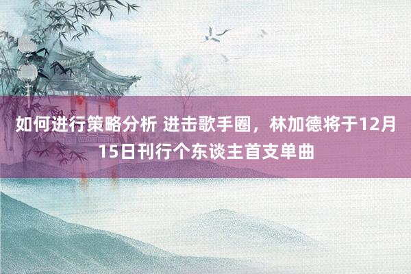 如何进行策略分析 进击歌手圈，林加德将于12月15日刊行个东谈主首支单曲