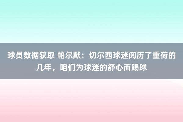 球员数据获取 帕尔默：切尔西球迷阅历了重荷的几年，咱们为球迷的舒心而踢球