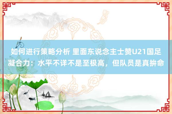 如何进行策略分析 里面东说念主士赞U21国足凝合力：水平不详不是至极高，但队员是真拚命