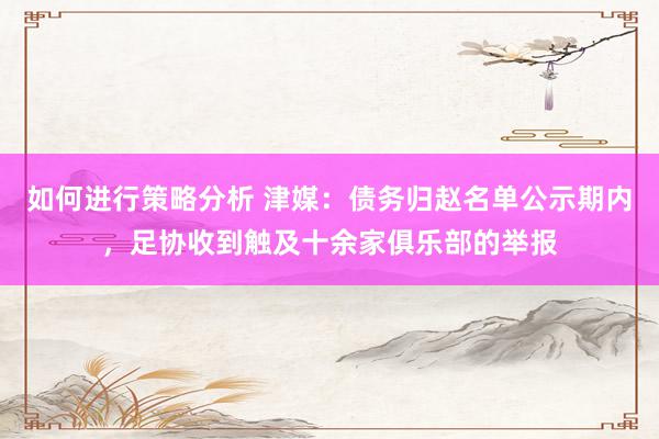 如何进行策略分析 津媒：债务归赵名单公示期内，足协收到触及十余家俱乐部的举报