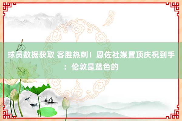 球员数据获取 客胜热刺！恩佐社媒置顶庆祝到手：伦敦是蓝色的