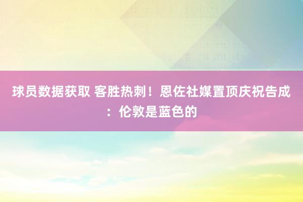 球员数据获取 客胜热刺！恩佐社媒置顶庆祝告成：伦敦是蓝色的