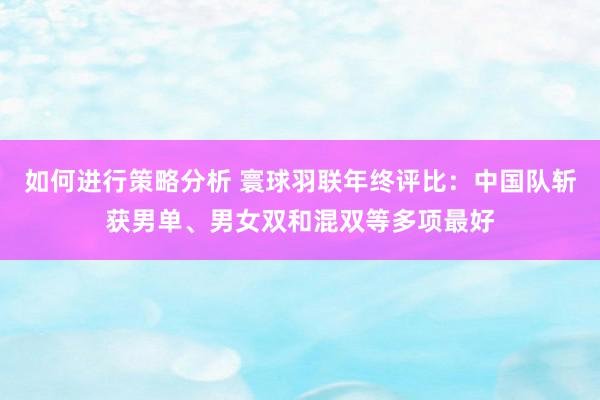 如何进行策略分析 寰球羽联年终评比：中国队斩获男单、男女双和混双等多项最好