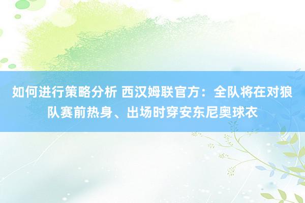 如何进行策略分析 西汉姆联官方：全队将在对狼队赛前热身、出场时穿安东尼奥球衣